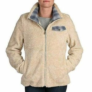 Pendleton Ladies' Fuzzy Zip Jacket in Beige Heather Sherpa cream fleece